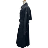 モンクレール MONCLER EBIHENS プリーツロングトレンチコート ブラック コットン レディース トレンチコート