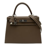 エルメス HERMES ケリー28 外縫い W刻 エトゥープ シルバー金具 エプソン レディース ハンドバッグ
