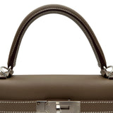 エルメス HERMES ケリー28 外縫い W刻 エトゥープ シルバー金具 エプソン レディース ハンドバッグ