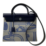 エルメス HERMES エールバッグジップPM Z刻 エクリュ/ブルーサフィール シルバー金具 トワル/ハンター レディース ショルダーバッグ