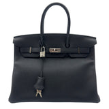 エルメス HERMES バーキン35 W刻 ブラック シルバー金具 トゴ レディース ハンドバッグ