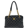 シャネル CHANEL マトラッセ ショッピングトートバッグ 17番台 ブラック ゴールド金具 ラムスキン レディース