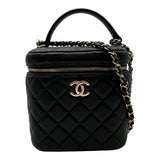 シャネル CHANEL マトラッセ トップハンドル バニティバッグ AS2362 31番台 ブラック ゴールド金具 キャビアスキン レディース ショルダーバッグ