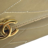 シャネル CHANEL ウェーブステッチ フラップバッグ 0番台 ベージュ ゴールド金具 ラムスキン レディース ショルダーバッグ