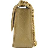 シャネル CHANEL ウェーブステッチ フラップバッグ 0番台 ベージュ ゴールド金具 ラムスキン レディース ショルダーバッグ