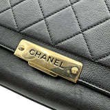 シャネル CHANEL ラージ ラベルクリック フラップバッグ A93703 23番台 ブラック ゴールド金具 カーフ レディース ショルダーバッグ