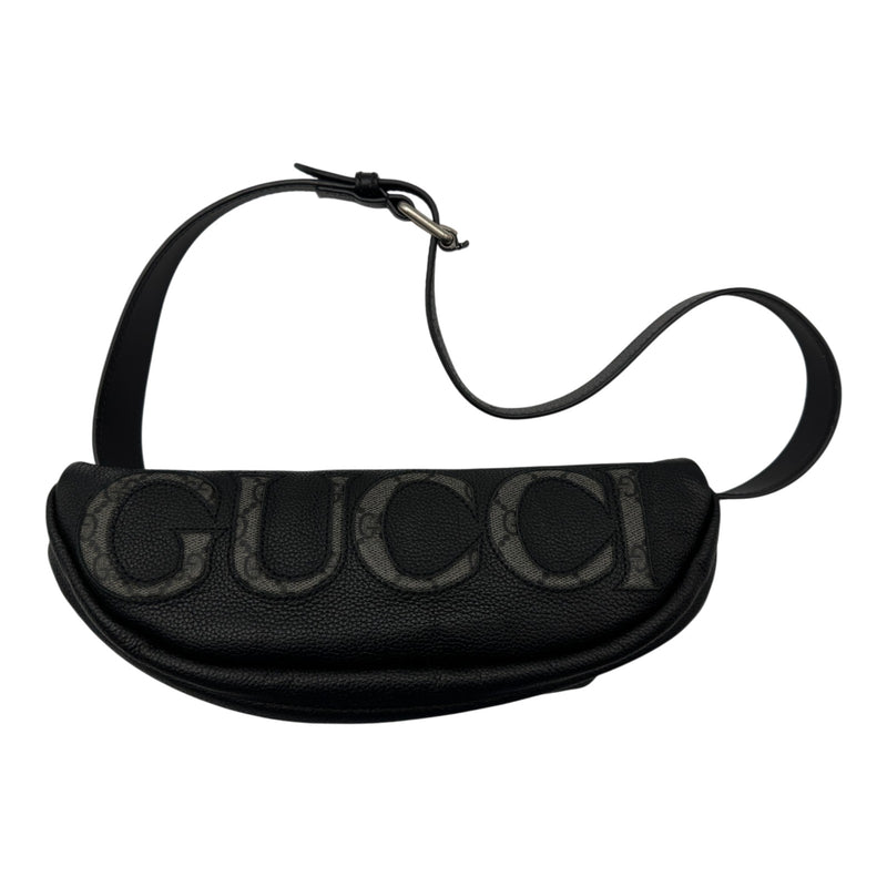 美品　GUCCI グッチ ＧＧスプリーム　レザー　革　ウエストバッグ　ロゴ グッチ GUCCI ロゴ ベルトバッグ 768111 ブラック GGスプリーム/レザー