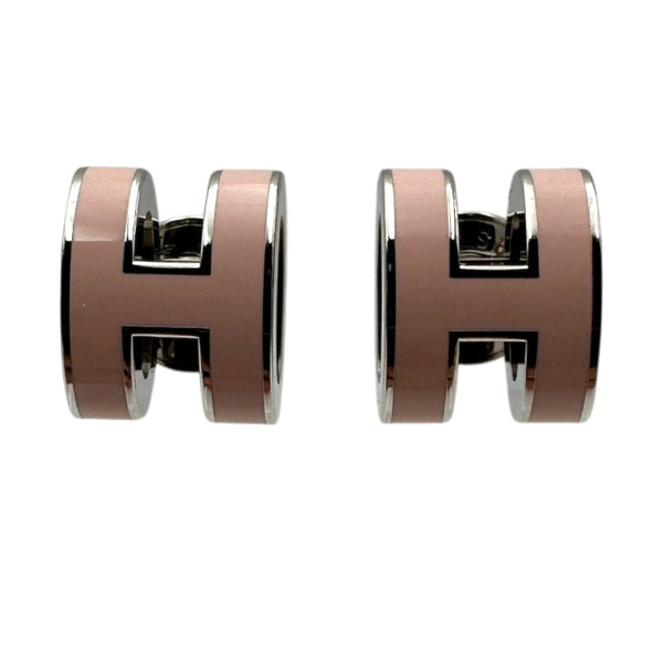 エルメス ポップH ピアス ピンク×シルバーH型金具　HERMES 片耳用 エルメス HERMES ポップH ミニピアス ピンク シルバー金具 エナメル