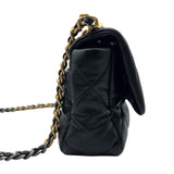 シャネル CHANEL CHANEL19バッグ AS1160 30番台 ブラック シルバー/ゴールド金具 シャイニーラムスキン レディース ショルダーバッグ