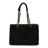 シャネル CHANEL GSTチェーントートバッグ A50995 12番台 ブラック ゴールド金具 キャビアスキン レディース トートバッグ