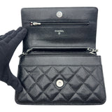 シャネル CHANEL マトラッセ チェーンウォレット AP0250 ブラック シルバー金具 キャビアスキン レディース ショルダーバッグ