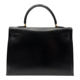 エルメス HERMES ケリー35 外縫い □C刻 ブラック ゴールド金具 ボックスカーフ レディース ハンドバッグ