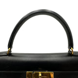 エルメス HERMES ケリー35 外縫い □C刻 ブラック ゴールド金具 ボックスカーフ レディース ハンドバッグ