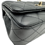 シャネル CHANEL トップハンドル ミニフラップバッグ AS5554 ブラック ゴールド金具 キャビアスキン レディース ハンドバッグ