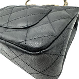 シャネル CHANEL トップハンドル ミニフラップバッグ AS5554 ブラック ゴールド金具 キャビアスキン レディース ハンドバッグ