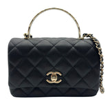 シャネル CHANEL トップハンドル ミニフラップバッグ AS5554 ブラック ゴールド金具 キャビアスキン レディース ハンドバッグ