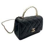 シャネル CHANEL トップハンドル ミニフラップバッグ AS5554 ブラック ゴールド金具 キャビアスキン レディース ハンドバッグ