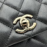 シャネル CHANEL トップハンドル ミニフラップバッグ AS5554 ブラック ゴールド金具 キャビアスキン レディース ハンドバッグ