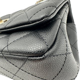 シャネル CHANEL トップハンドル ミニフラップバッグ AS5554 ブラック ゴールド金具 キャビアスキン レディース ハンドバッグ