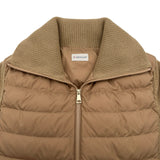 モンクレール MONCLER ダウン切替ニットジャケット キャメル ポリエステル レディース ダウンジャケット