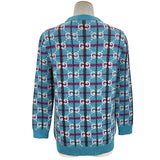 グッチ GUCCI GGチェックゴールドボタンカーディガン 731585 ブルー ウール メンズ カーディガン