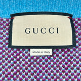 グッチ GUCCI GGチェックゴールドボタンカーディガン 731585 ブルー ウール メンズ カーディガン