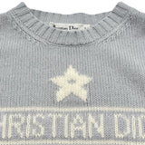 クリスチャン・ディオール Christian Dior シグネチャーカシミヤ半袖ニットセーター 344S98AM003 ブルー カシミヤ レディース セーター