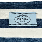 プラダ PRADA トライアングルロゴ ボーダーデニムワンピース GFA122 ブルー コットン レディース ワンピース