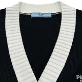 プラダ PRADA ロゴ刺繍クロップドコットンカーディガン P25I04 ブラック コットン レディース カーディガン