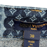 ルイ・ヴィトン LOUIS VUITTON ダミエ総柄デニムパンツ FRPX29 インディゴ デニム レディース デニムパンツ