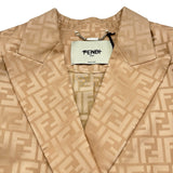 フェンディ FENDI FF総柄シルクテーラードジャケット FJ7432 ベージュ シルク レディース テーラードジャケット
