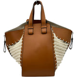 ロエベ LOEWE ハンモック スモール ブラウン ニット/レザー レディース ショルダーバッグ