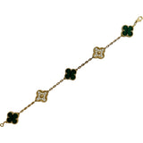 ヴァンクリーフ＆アーペル Van Cleef & Arpels ヴィンテージアルハンブラブレス5P ゴールド Au750 マラカイト ダイヤモンド ジュエリー
