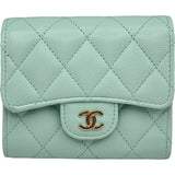 シャネル CHANEL マトラッセクラシックスモールウォレット AP0229 ブルー ゴールド金具 キャビアスキン レディース 二つ折り財布