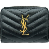 サンローラン SAINT LAURENT コンパクトウォレット 403723 ブラック キャビアスキン レディース 二つ折り財布