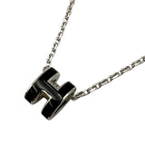 エルメス HERMES ポップH ミニネックレス ブラック シルバー金具 メタル/エナメル アクセサリー