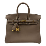エルメス HERMES バーキン25 K刻 エトゥープ ゴールド金具 トリヨン レディース ハンドバッグ