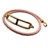 エルメス HERMES ルリドゥブルトゥール ピンク ゴードル金具 レザー メタル レディース ブレスレット