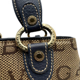 ブルガリ BVLGARI ロゴマニア マキシレッタレ ベッキー ハンドバッグ ブルー/ベージュ キャンバス/レザー レディース ハンドバッグ
