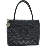 シャネル CHANEL 復刻トート A01804 6番台 ブラック シルバー金具 キャビアスキン レディース ハンドバッグ