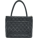 シャネル CHANEL 復刻トート A01804 6番台 ブラック シルバー金具 キャビアスキン レディース ハンドバッグ