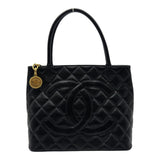 シャネル CHANEL 復刻トート A01804 5番台 ブラック ゴールド金具 キャビアスキン レディース トートバッグ
