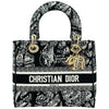クリスチャン・ディオール Christian Dior レディディライト ミディアム ブラック/ホワイト キャンバス レディース ショルダーバッグ