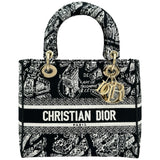 クリスチャン・ディオール Christian Dior レディディライト ミディアム ブラック/ホワイト キャンバス レディース ショルダーバッグ