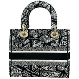 クリスチャン・ディオール Christian Dior レディディライト ミディアム ブラック/ホワイト キャンバス レディース ショルダーバッグ