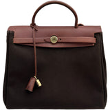 エルメス HERMES エールバッグPM □F刻 ダークブラウン ゴールド金具 トワル レディース ショルダーバッグ