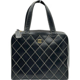 シャネル CHANEL ワイルドステッチハンドバッグ A14693 7番台 ブラック ゴールド金具 カーフスキン レディース ハンドバッグ
