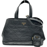 プラダ PRADA キルティングレザートート 1BG547 ブラック レザー レディース ショルダーバッグ