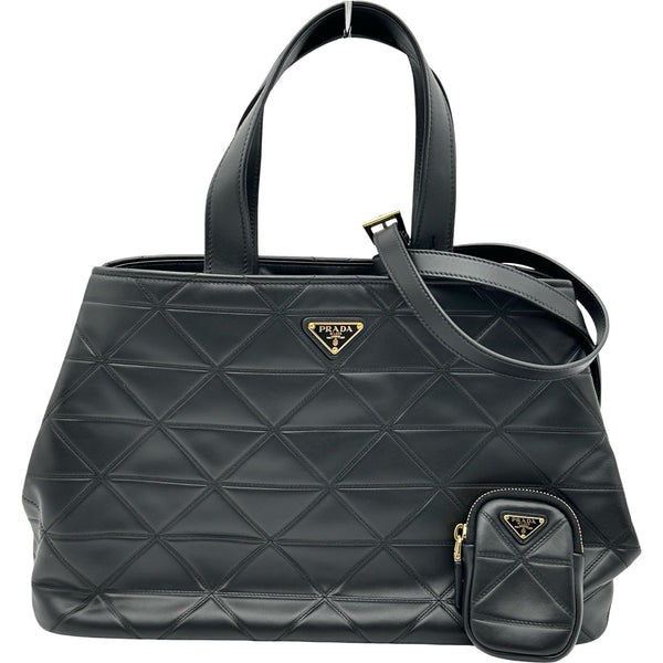 PRADA キルティング ケース ブラック プラダ PRADA キルティングレザートート 1BG547 ブラック レザー