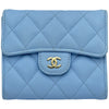 シャネル CHANEL スモールフラップウォレット AP0231 ブルー ゴールド金具 キャビアスキン レディース 三つ折り財布